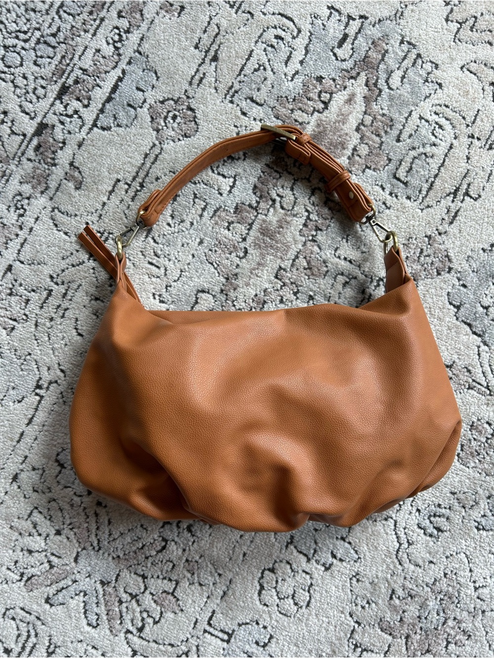 Francesca's Collections Tan Pebbled Leather Shoulder Hobo